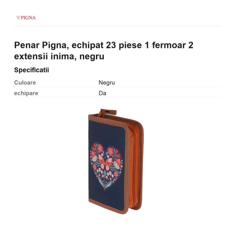 Penar Pigna, echipat 23 piese 1 fermoar 2 extensii inima, negru [2]