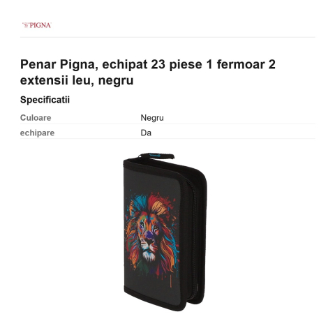 Penar Pigna, echipat 23 piese 1 fermoar 2 extensii leu, negru [2]