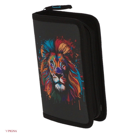 Penare scolare - Penar Pigna, echipat 23 piese 1 fermoar 2 extensii leu, negru