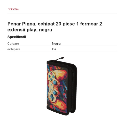 Penar Pigna, echipat 23 piese 1 fermoar 2 extensii play, negru [2]