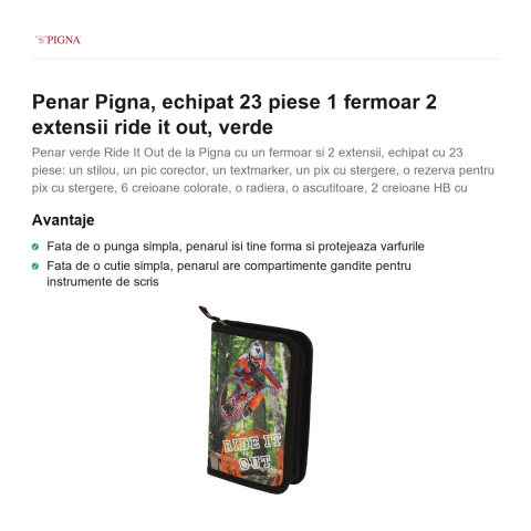 Penar Pigna, echipat 23 piese 1 fermoar 2 extensii ride it out, verde [1]