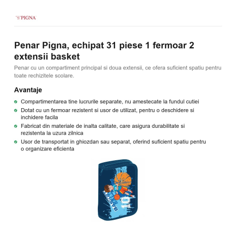 Penar Pigna, echipat 31 piese 1 fermoar 2 extensii basket [1]