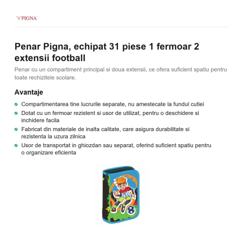 Penar Pigna, echipat 31 piese 1 fermoar 2 extensii football [1]