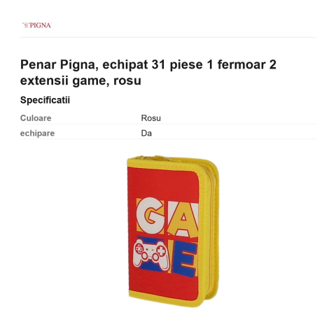 Penar Pigna, echipat 31 piese 1 fermoar 2 extensii game, rosu [2]