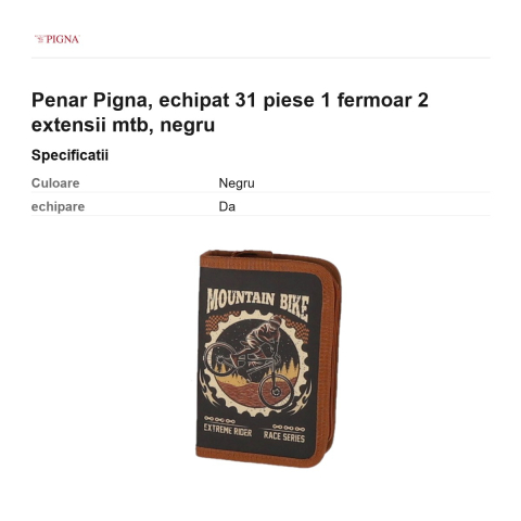 Penar Pigna, echipat 31 piese 1 fermoar 2 extensii mtb, negru [2]