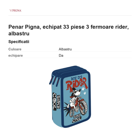 Penar Pigna, echipat 33 piese 3 fermoare rider, albastru [2]