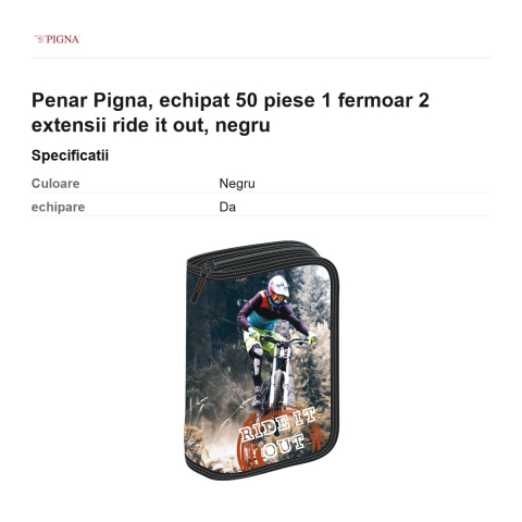 Penar Pigna, echipat 50 piese 1 fermoar 2 extensii ride it out, negru [2]