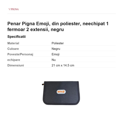 Penar Pigna Emoji, din poliester, neechipat 1 fermoar 2 extensii, negru [2]