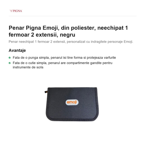 Penar Pigna Emoji, din poliester, neechipat 1 fermoar 2 extensii, negru [1]