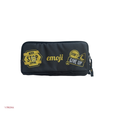 Penar Pigna Emoji, din textil, etui, dreptunghiular 3 fermoare, negru [3]