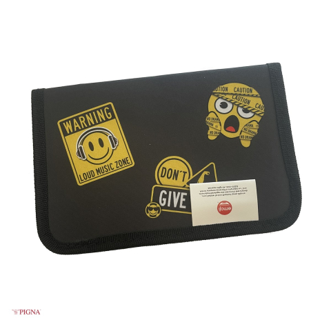Penare scolare - Penar Pigna Emoji, din textil, neechipat 1 fermoar 2 extensii, negru