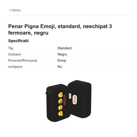 Penar Pigna Emoji, neechipat 3 fermoare, negru [2]