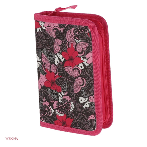 Penare scolare - Penar Pigna Flori, echipat 23 piese 1 fermoar 2 extensii, roz