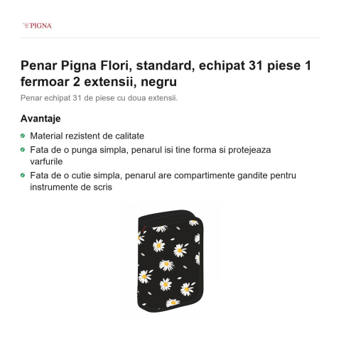 Penar Pigna Flori, echipat 31 piese 1 fermoar 2 extensii, negru [1]
