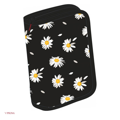 Penare scolare - Penar Pigna Flori, echipat 31 piese 1 fermoar 2 extensii, negru
