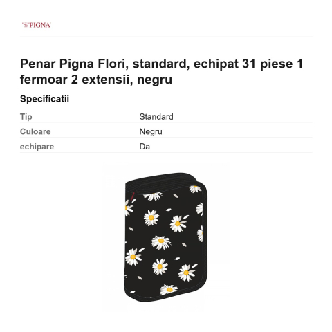 Penar Pigna Flori, echipat 31 piese 1 fermoar 2 extensii, negru [2]