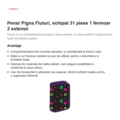 Penar Pigna Fluturi, echipat 31 piese 1 fermoar 2 extensii [1]
