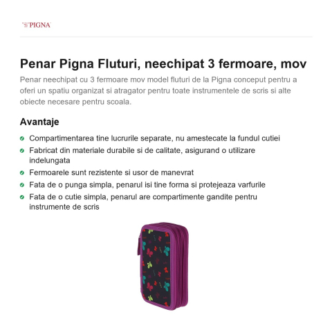 Penar Pigna Fluturi, neechipat 3 fermoare, mov [1]