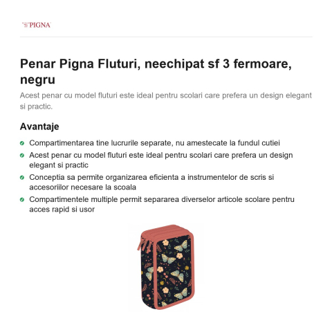 Penar Pigna Fluturi, neechipat sf 3 fermoare, negru [1]