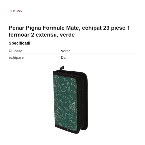 Penar Pigna Formule Mate, echipat 23 piese 1 fermoar 2 extensii, verde [2]
