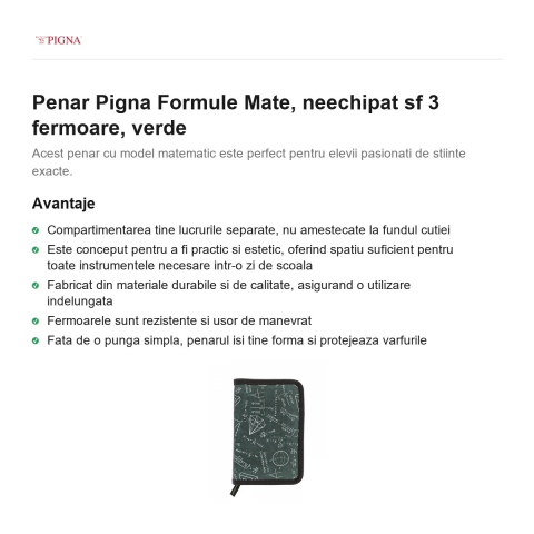 Penar Pigna Formule Mate, neechipat sf 3 fermoare, verde [1]