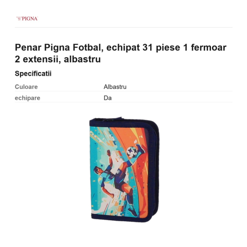 Penar Pigna Fotbal, echipat 31 piese 1 fermoar 2 extensii, albastru [2]