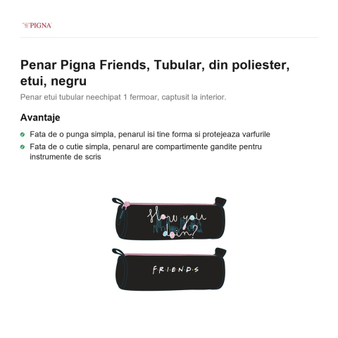 Penar Pigna Friends, din poliester, etui, tubular, negru [1]