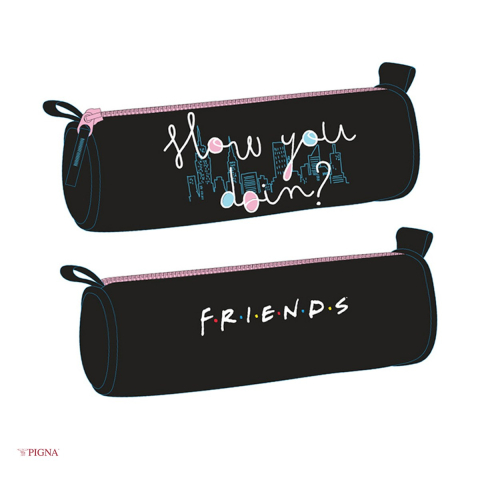 Penare scolare - Penar Pigna Friends, din poliester, etui, tubular, negru