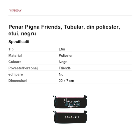 Penar Pigna Friends, din poliester, etui, tubular, negru [2]