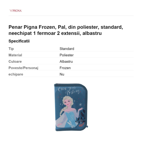 Penar Pigna Frozen, din poliester, neechipat 1 fermoar 2 extensii pal, albastru [2]