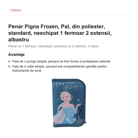 Penar Pigna Frozen, din poliester, neechipat 1 fermoar 2 extensii pal, albastru [1]