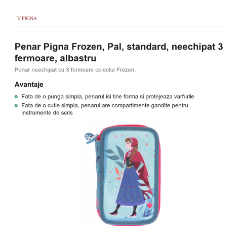 Penar Pigna Frozen, neechipat 3 fermoare pal, albastru [1]