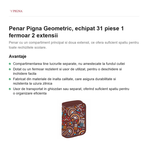 Penar Pigna Geometric, echipat 31 piese 1 fermoar 2 extensii [1]