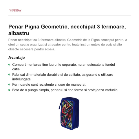 Penar Pigna Geometric, neechipat 3 fermoare, albastru [1]