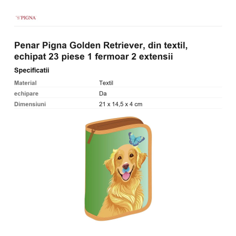 Penar Pigna Golden Retriever, din textil, echipat 23 piese 1 fermoar 2 extensii [2]