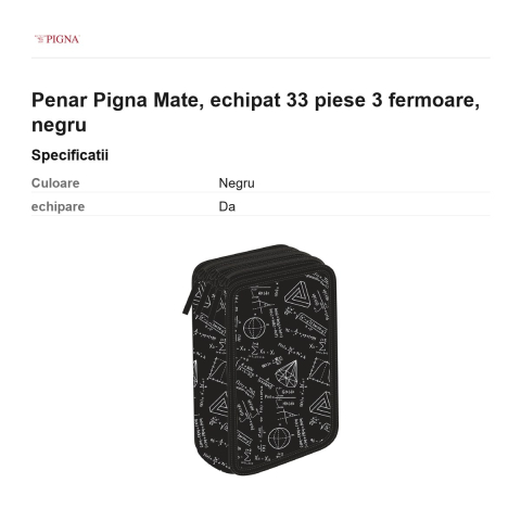Penar Pigna Mate, echipat 33 piese 3 fermoare, negru [2]