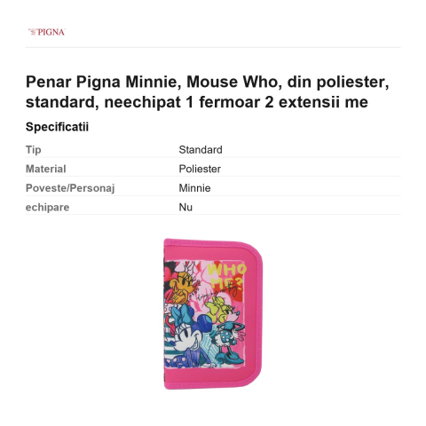 Penar Pigna Minnie, din poliester, neechipat 1 fermoar 2 extensii mouse who me [2]