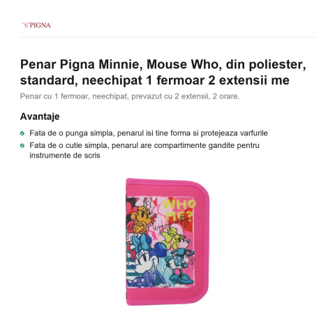 Penar Pigna Minnie, din poliester, neechipat 1 fermoar 2 extensii mouse who me [1]