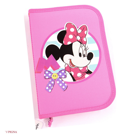 Penare scolare - Penar Pigna Minnie, neechipat 1 fermoar 2 extensii roz-multicolor, roz