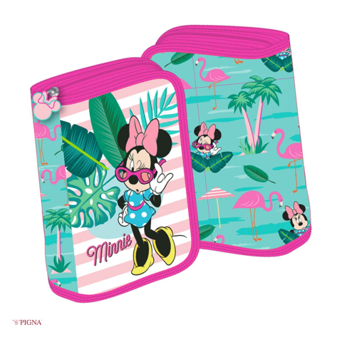 Penare scolare - Penar Pigna Minnie, neechipat 1 fermoar 2 extensii roz-verde, roz