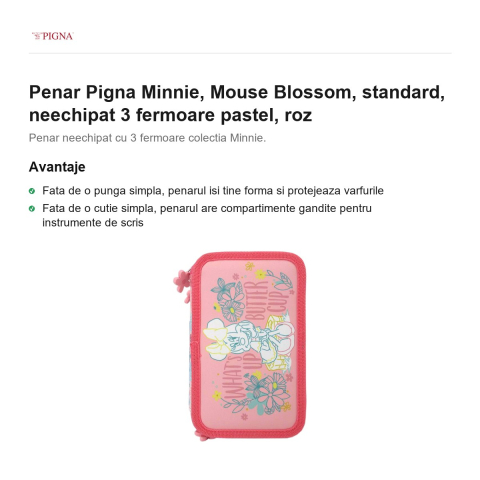 Penar Pigna Minnie, neechipat 3 fermoare mouse blossom pastel, roz [1]