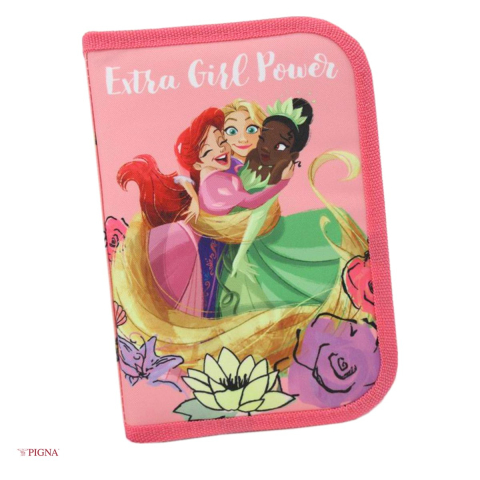 Penare scolare - Penar Pigna Power Princess, din poliester, neechipat 1 fermoar 2 extensii girl, roz