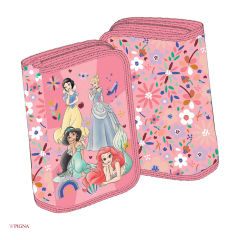 Penare scolare - Penar Pigna Princess, neechipat 1 fermoar 2 extensii pastel, roz