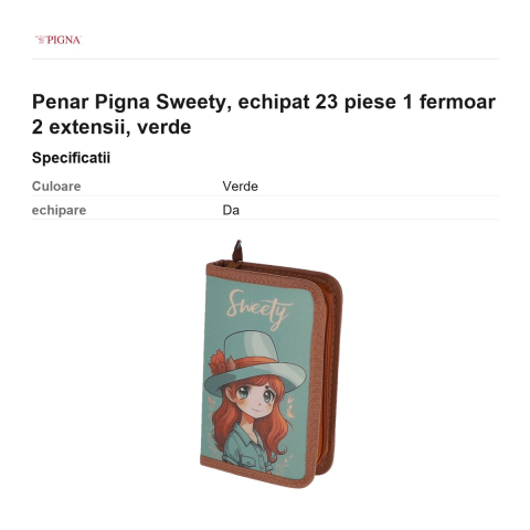 Penar Pigna Sweety, echipat 23 piese 1 fermoar 2 extensii, verde [2]