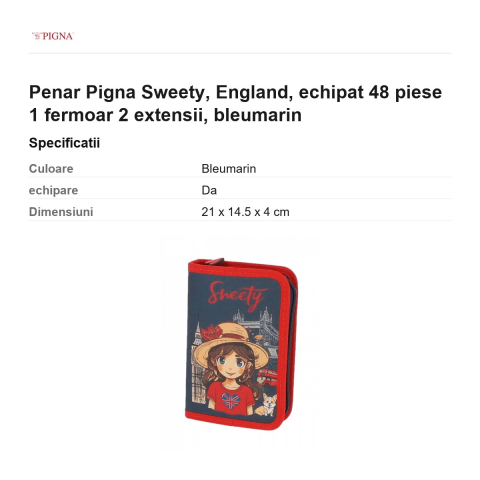 Penar Pigna Sweety, echipat 48 piese 1 fermoar 2 extensii england, bleumarin [2]