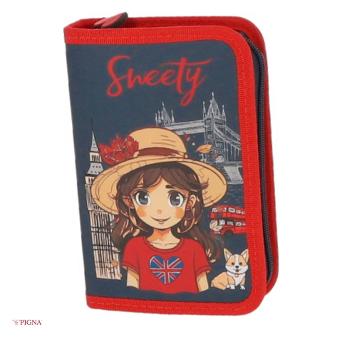 Penare scolare - Penar Pigna Sweety, echipat 48 piese 1 fermoar 2 extensii england, bleumarin