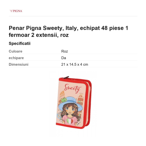 Penar Pigna Sweety, echipat 48 piese 1 fermoar 2 extensii italy, roz [2]