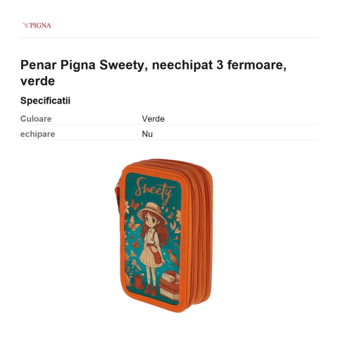 Penar Pigna Sweety, neechipat 3 fermoare, verde [2]