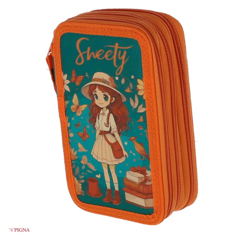 Penare scolare - Penar Pigna Sweety, neechipat 3 fermoare, verde