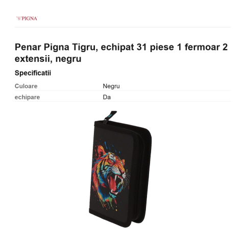 Penar Pigna Tigru, echipat 31 piese 1 fermoar 2 extensii, negru [2]